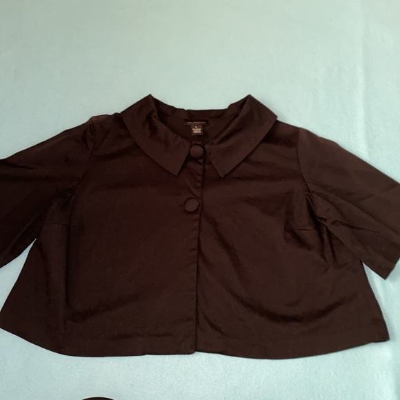 COURTENAY Y2K black jacket blouse Peter Pan collar 2 big buttons vintage size L - Picture 1 of 11